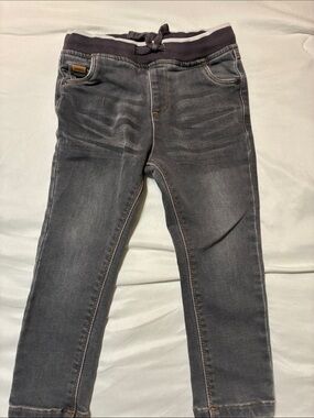 Kids Stretch Jeans with Ribbed Waistband - Charcoal Gray